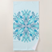 Floral Mandala - Turquoise Blue Boho Snowflake Strandlaken (Voorkant)