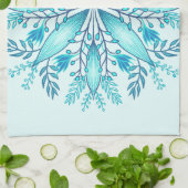 Floral Mandala - Turquoise Blue Boho Snowflake Theedoek (Gevouwen)