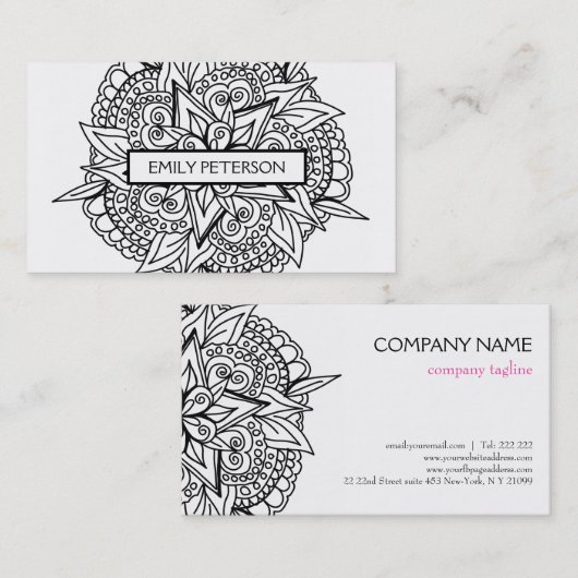 Floral Mandala Visitekaartje (Voorkant / Achterkant)
