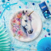 Floral Mane Eenhoorn/Paardenpapier Bord (Feest)