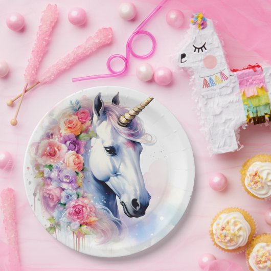 Floral Mane Eenhoorn/Paardenpapier Bord (Feest)