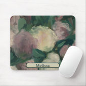Floral Manet Painting of Peonies Jouw naam Muismat (Met muis)