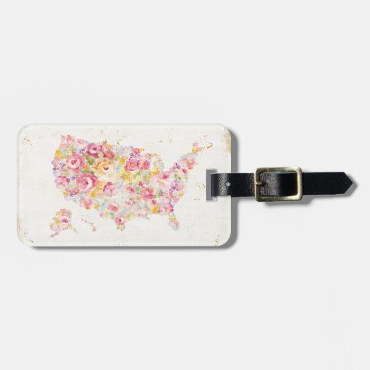 Floral Map of the USA Bagagelabel (Voorkant horizontaal)