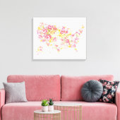 Floral Map of the USA Canvas Afdruk (Insitu (Woonkamer))