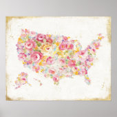 Floral Map of the USA Poster (Voorkant)