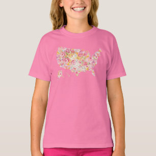Floral Map of the USA T-shirt