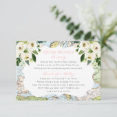 Floral Map Roze Reisthema Baby shower Info Informatiekaartje (Staand voorkant)