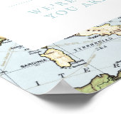 Floral Map Travel Theme Bridal Shower Welcome Sign Poster (Hoek)