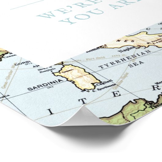 Floral Map Travel Theme Bridal Shower Welcome Sign Poster (Hoek)