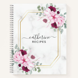 Floral Marble Blank eigen Cookbook Recipe to Write Notitieboek