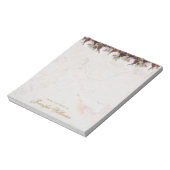 Floral Marble Burgundy Peonies Golden Script Girly Notitieblok (Linkerzijde)