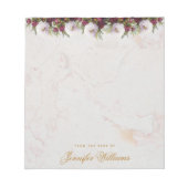 Floral Marble Burgundy Peonies Golden Script Girly Notitieblok (Voorkant)
