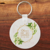 Floral Marble Gold White Lilies Sleutelhanger (Voorkant)