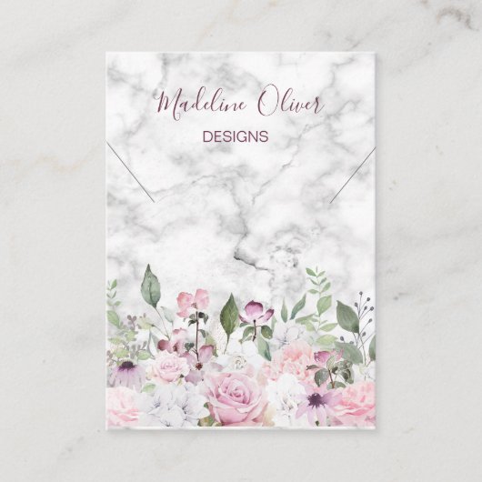 Floral Marble Paars Ketting Display Visitekaartje (Voorkant)
