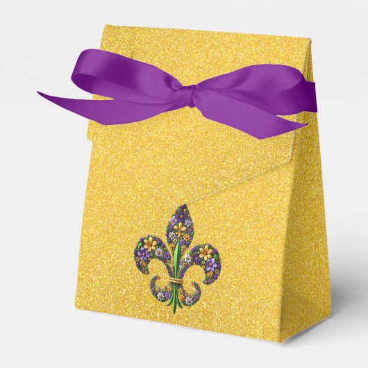 Floral Mardi Gras fleur de lis Bedankdoosjes (Voorkant Zijde)