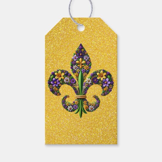 Floral Mardi Gras fleur de lis Cadeaulabel (Voorkant)