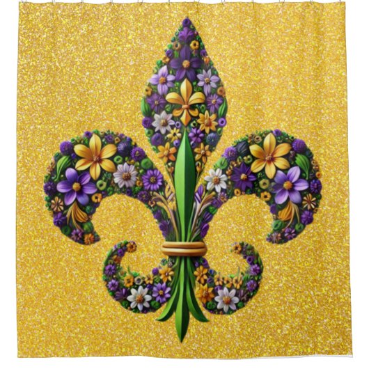 Floral Mardi Gras fleur de lis Douchegordijn (Voorkant)