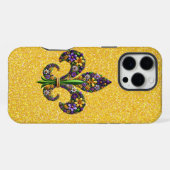 Floral Mardi Gras fleur de lis iPhone Hoesje (Achterkant horizontaal)