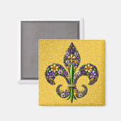 Floral Mardi Gras fleur de lis Magneet (Voorkant / Achterkant)