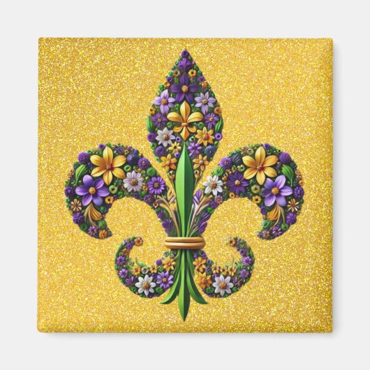 Floral Mardi Gras fleur de lis Magneet (Voorkant)
