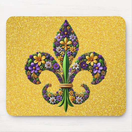 Floral Mardi Gras fleur de lis Muismat (Voorkant)