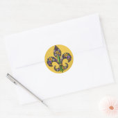 Floral Mardi Gras fleur de lis Ronde Sticker (Envelop)