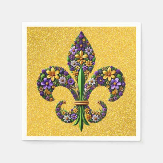 Floral Mardi Gras fleur de lis Servet (Voorkant)