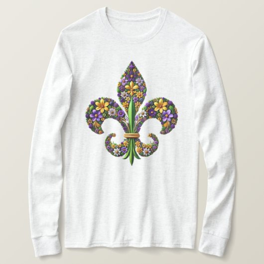 Floral Mardi Gras fleur de lis T-shirt (Design voorkant)