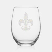 Floral Mardi Gras fleur de lis Wijnglas Zonder Voet (Voorkant)