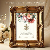 Floral Marian Cross Funeral Prayer Kaart