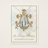 Floral Marian Cross Virgin Mary Funeral Prayer Visitekaartje (Voorkant)