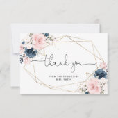 Floral marinesblush geometrische bruid bedankt kaart (Voorkant)