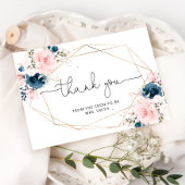 Floral marinesblush geometrische bruid bedankt kaart