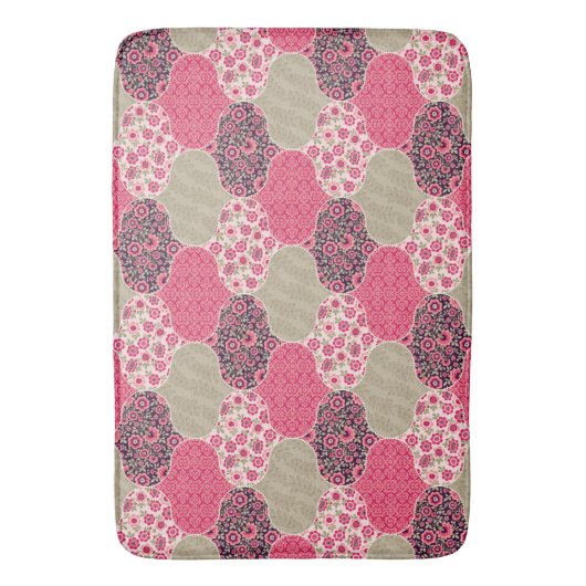  Floral Marokkaanse Patroon Roze Badmat (Voorkant Verticaal)