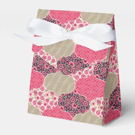  Floral Marokkaanse Patroon Roze Bedankdoosjes (Voorkant Zijde)