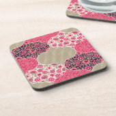  Floral Marokkaanse Patroon Roze Bier Onderzetter (Linkerzijde)