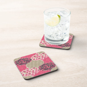 Floral Marokkaanse Patroon Roze Bier Onderzetter