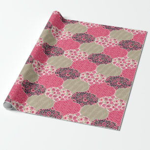  Floral Marokkaanse Patroon Roze Cadeaupapier