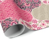  Floral Marokkaanse Patroon Roze Cadeaupapier (Rol Hoek)
