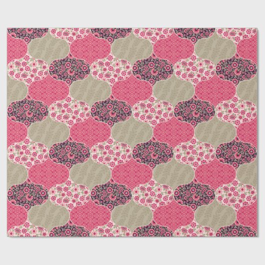 Floral Marokkaanse Patroon Roze Cadeaupapier (Vlak)