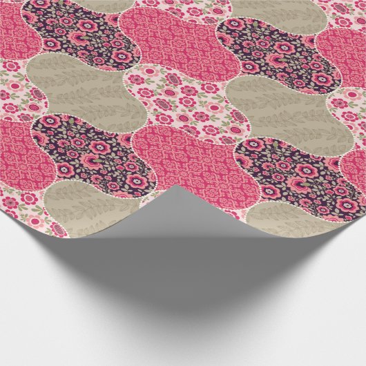 Floral Marokkaanse Patroon Roze Cadeaupapier (Hoek)