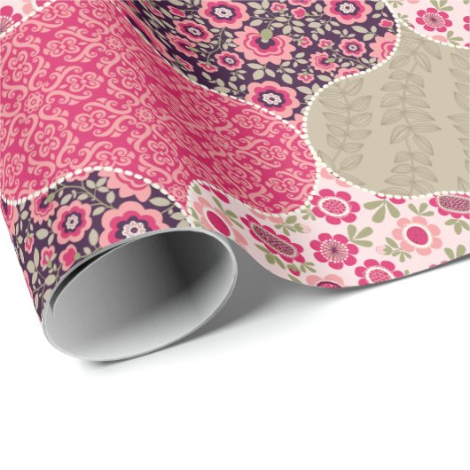 Floral Marokkaanse Patroon Roze Cadeaupapier (Rol Hoek)