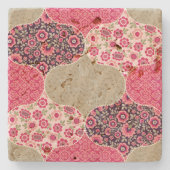  Floral Marokkaanse Patroon Roze Stenen Onderzetter (Voorkant)