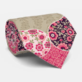  Floral Marokkaanse Patroon Roze Stropdas (Opgerold)