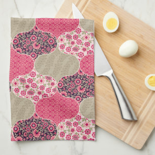  Floral Marokkaanse Patroon Roze Theedoek