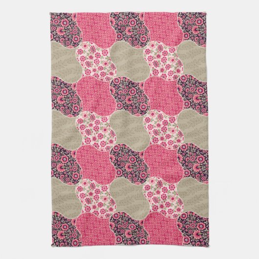  Floral Marokkaanse Patroon Roze Theedoek (Verticaal)