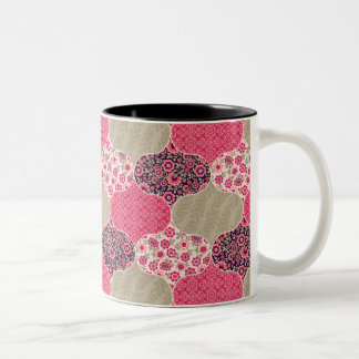 Floral Marokkaanse Patroon Roze Tweekleurige Koffiemok