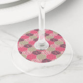  Floral Marokkaanse Patroon Roze Wijnglaslabel (Dichtbij)