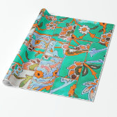 Floral Marokko Cadeaupapier (Uitgerold)