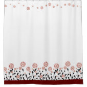floral maroon wit douchegordijn (Voorkant)
